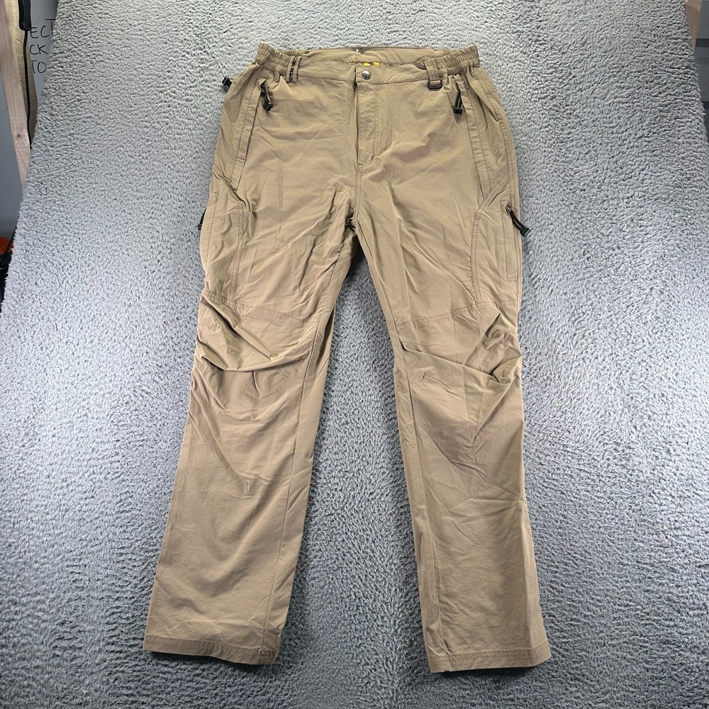 Outdoorsports Pant Mens‎ XL Brown Nylon Windbreaker Straight Leg Hiking Stretch